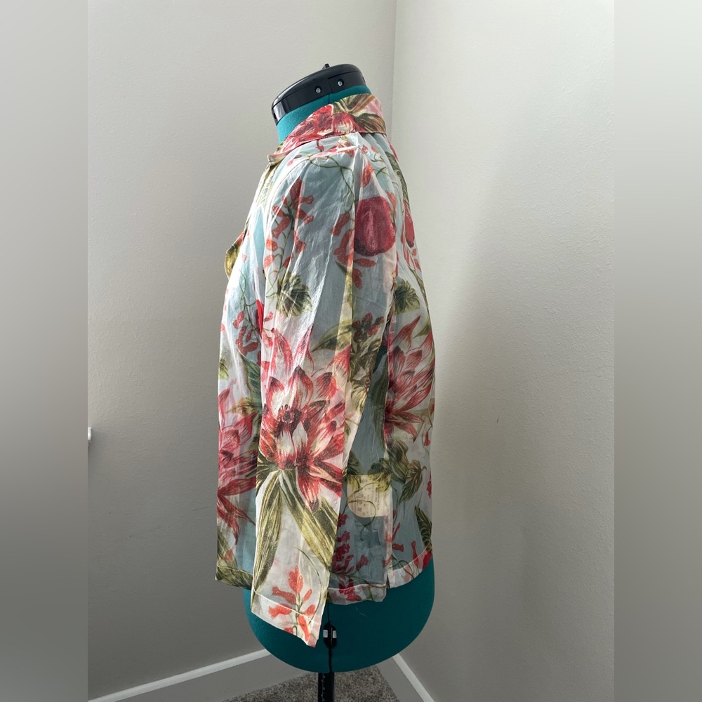 Emmanuel Ungaro Metallic Organza Floral Blouse - Picture 2 of 6